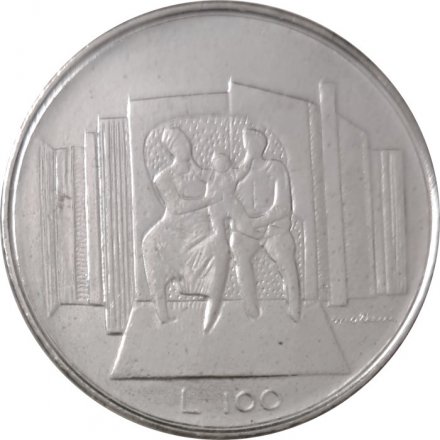 Сан-Марино 100 лир 1976 год - Семья с ребёнком. Республика