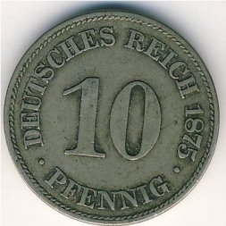 Германия 10 пфеннигов 1875 год (Е)