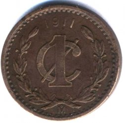 Мексика 1 сентаво 1911 год - Герб