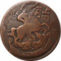2 копейки 1764 год ЕМ (гурт сетчатый) Екатерина II (1762 - 1796) - перечекан из 4-х копеек - VF