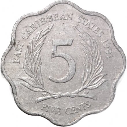 Восточные Карибы 5 центов 1991 год