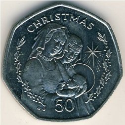 Гибралтар 50 пенсов 1990 год