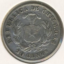 Чили 20 сентаво 1879 год