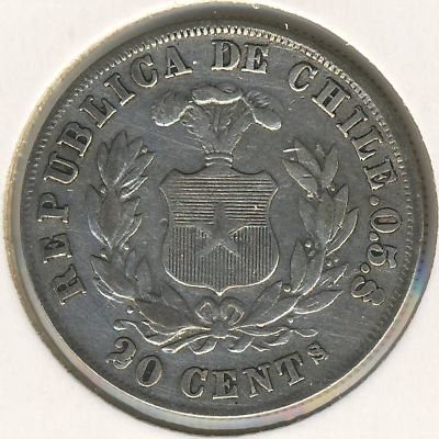 Чили 20 сентаво 1879 год