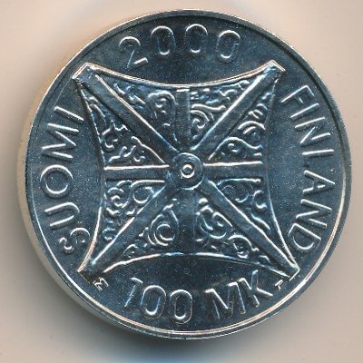 Финляндия 100 марок 2000 год - Тысячелетие