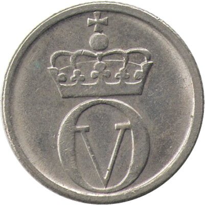 Норвегия 10 эре 1968 год - Король Улаф V. Пчела
