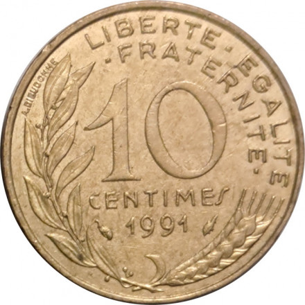 Франция 10 сантимов 1991 год - Марианна