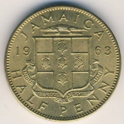 Ямайка 1/2 пенни 1963 год