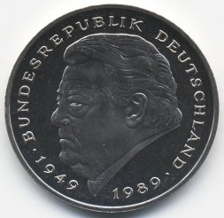 ФРГ 2 марки 1991 год - Франц Йозеф Штраус (D)