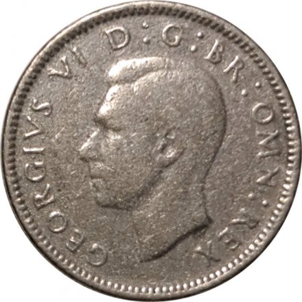 Великобритания 6 пенсов 1947 год - Король Георг VI