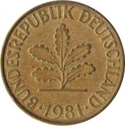 ФРГ 10 пфеннигов 1981 год (F)