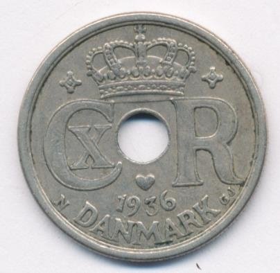 Дания 25 эре 1936 год