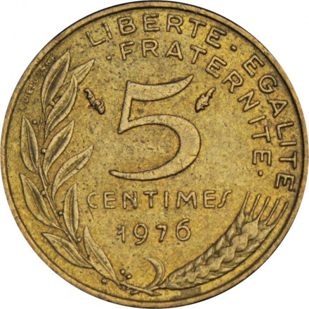 Франция 5 сантимов 1976 год - Марианна