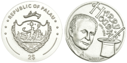 Палау 2 доллара 2011 год - Волшебная монета. Гарри Гудини