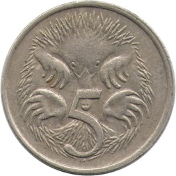 Австралия 5 центов 1981 год - Ехидна