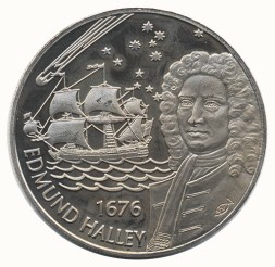 Монета Остров Святой Елены 50 пенсов 2002 год - Эдмунд Галлей