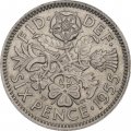 Великобритания 6 пенсов 1955 год
