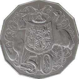 Австралия 50 центов 2007 год - Кенгуру и страус
