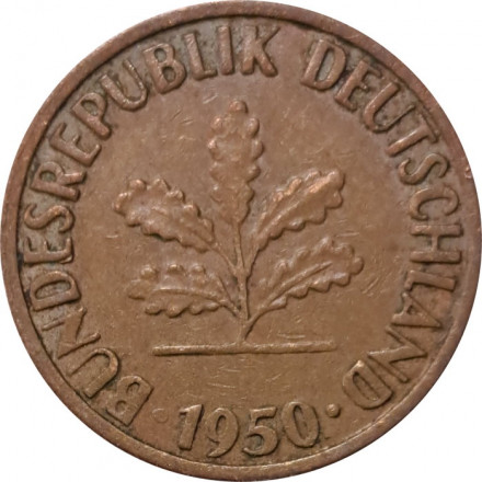 ФРГ 1 пфенниг 1950 год (J)