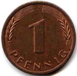Монета Германия (ФРГ) 1 пфенниг 1950 год (J)