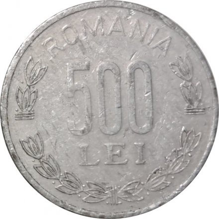 Румыния 500 леев 2000 год - Монетное отношение аверс/реверс (180°)