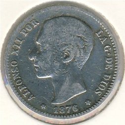 Испания 1 песета 1876 год