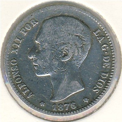Испания 1 песета 1876 год