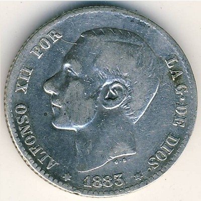 Испания 1 песета 1883 год