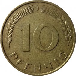 ФРГ 10 пфеннигов 1969 год - J