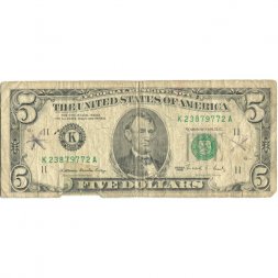США 5 долларов 1988 год - K - G