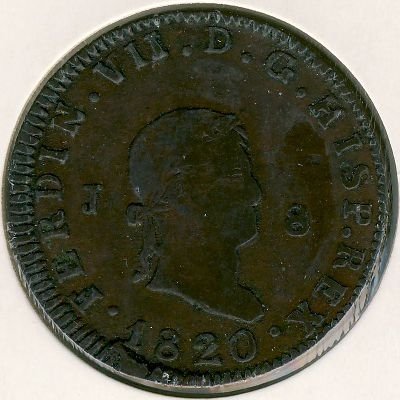 Испания 8 мараведи 1820 год