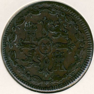 Испания 8 мараведи 1820 год