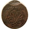1 копейка 1758 год Елизавета Петровна (1741 - 1762) - брак: прищеп - VF