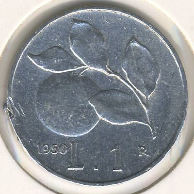 Италия 1 лира 1950 год