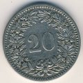 Швейцария 20 раппенов 1900 год