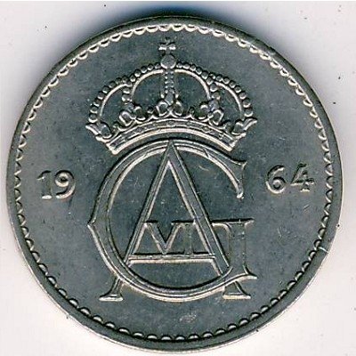 Швеция 25 эре 1964 год