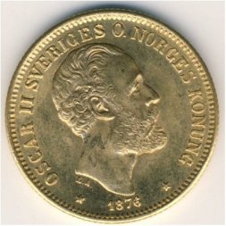 Швеция 20 крон 1876 год