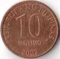 Филиппины 10 сентимо 2007 год