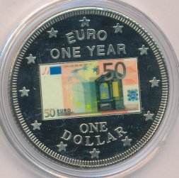 Острова Кука 1 доллар 2003 год - Год евро (50 евро)