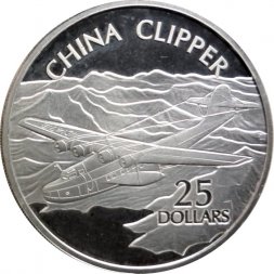 Соломоновы острова 25 долларов 2003 год - Самолёты. China Clipper