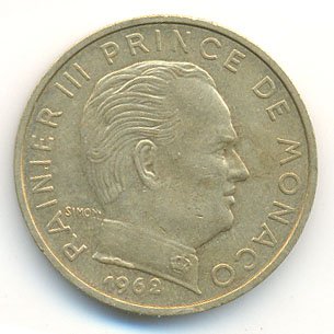 Монако 20 сантимов 1962 год