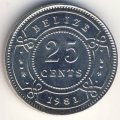 Белиз 25 центов 1981 год