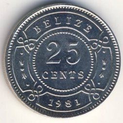 Белиз 25 центов 1981 год