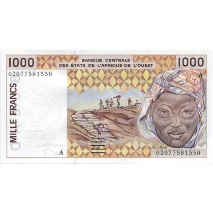 Кот-д`Ивуар 1000 франков 2002 год (A) - UNC