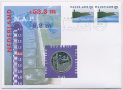 Нидерланды 1 экю 1998 год - Nederland waterland (в конверте с марками)