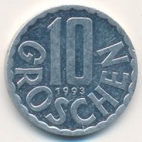 Монета Австрия 10 грошей 1993 год