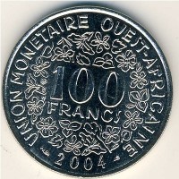 Монета Западная Африка 100 франков 2004 год