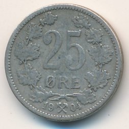 Норвегия 25 эре 1904 год