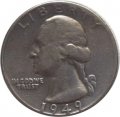 США 25 центов (1/4 доллара) 1949 год - Washington Quarter (без отметки МД)