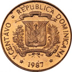 Доминиканская республика 1 сентаво 1987 год